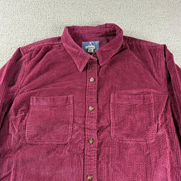 L. L. Bean Comfort Corduroy Button Up Shirt Jacket Maroon Women’s Size 2X - Picture 2 of 7